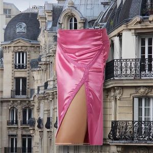 FREE PEOPLE pink satin midi maxi skirt